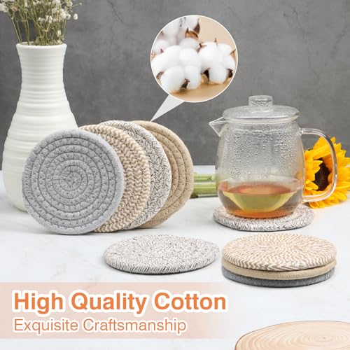 4.8" Boho Woven Drink Coasters Set of 2 (2 Count)