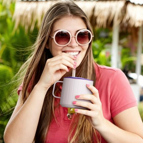 14 oz Insulated Coffee Mug with Lid and Straw
