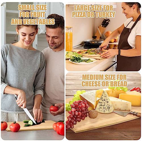 12 Packs Wooden Cutting Board Set with Handles Large Kitchen Serving Plain Chopping Board Bulk Gifts for Mom for Vegetables Meat Pizza Cheese Fruit Bread (12 Count)