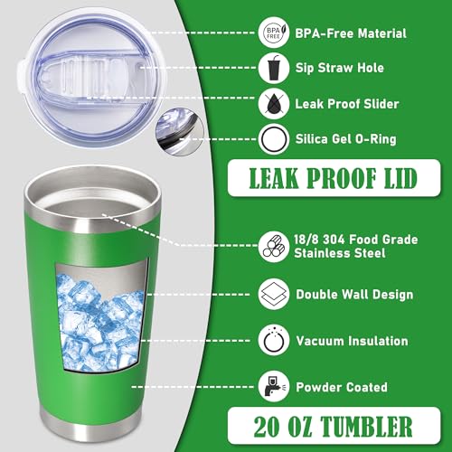 20oz Tumbler Insulated Coffee Tumblers with Lid Stainless Steel Green 8P (8 Count)