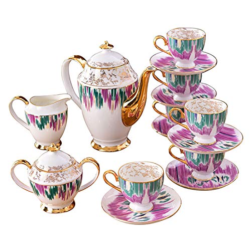 Utility Tea Set for Adults Porcelain Tea Sets Tea Cup and Saucer Gift Set British Royal Bone China Cups Wedding Gift 15 Pieces Teapots