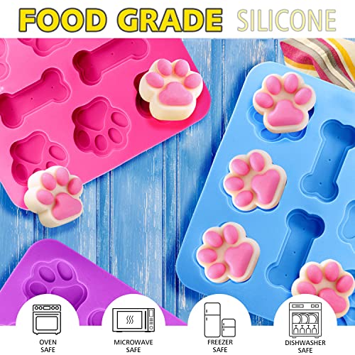 3 Pack Silicone Molds with Puppy Dog Paw and Bone Shaped 2 in 1 (3 Count)