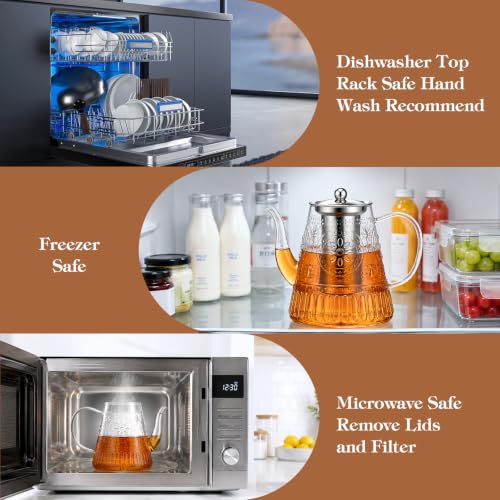 1500ml 52oz Large Glass Teapot