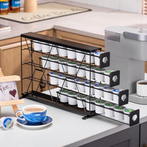 K Cup Holder for Keurig Pods Coffee Pod Storage 4 Tier K Cup Drawer Organizer for Counter (4 Count)