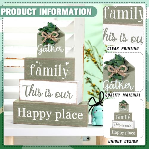 4 Pcs Farmhouse Table Decoration Rustic Sign Block (4 Count)