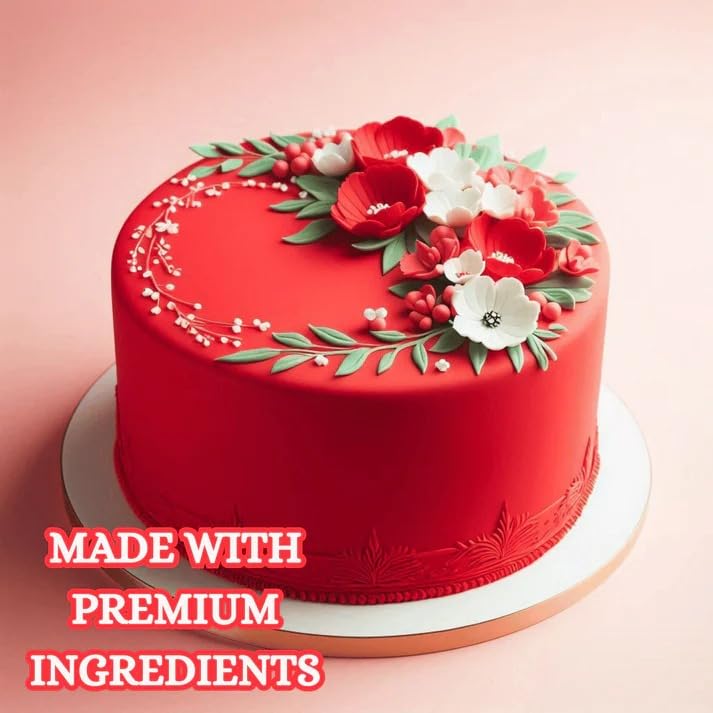 Red Fondant Vibrant Edible Cake Fondant for Christmas & Special Occasions (8.8 Ounce)