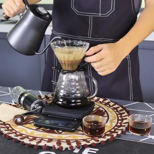 Pour Over Manual Coffee Maker Set 2 Cup Coffee Dripper with Wooden Suitcase Coffee Kettle Scale Bean Grinder All In 1 Traveling Camping Hiking