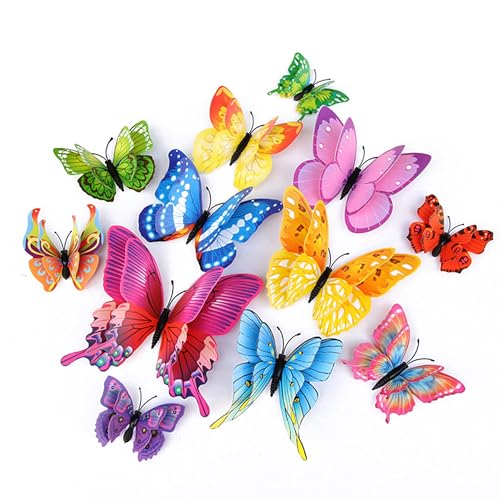 3D Butterfly Wall Decor Butterfly Decorations Stickers with Magnets (24 Count)