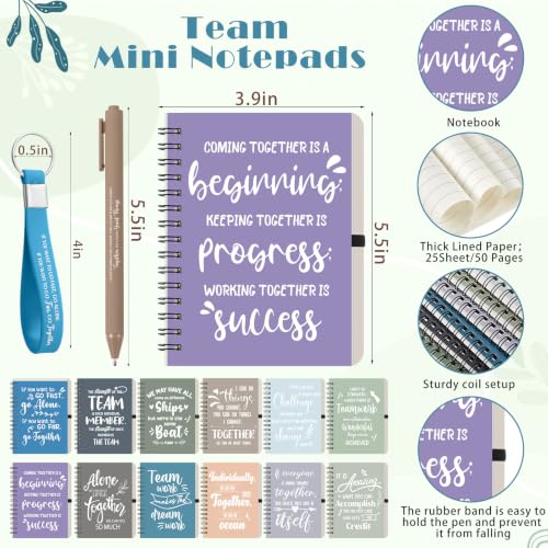 24 Set 96 Pcs Team Appreciation Gift Set Inspirational Employee Appreciation Gift Bulk 16 oz Coffee Cups with Team Notebook Pen Keychains for Staff Teacher (24 Count)