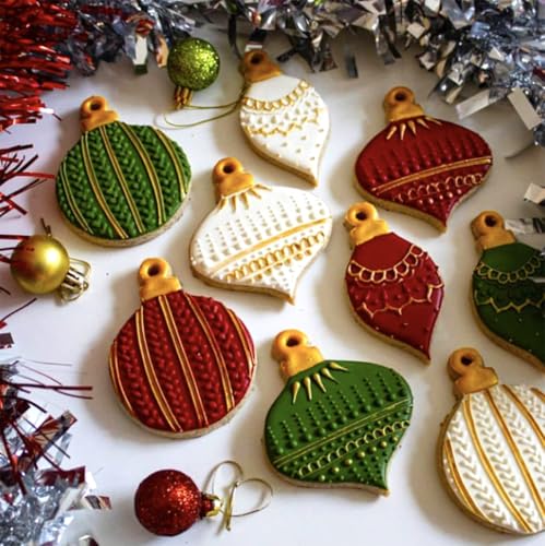 Christmas Ornament Cookie Cutters 4Pcs for Baking Decorating (4 Count)