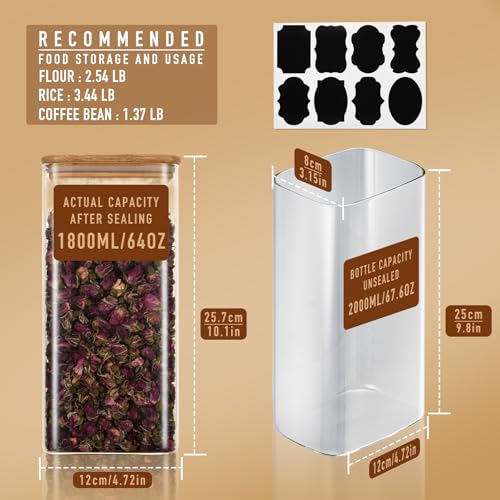 64oz 2Qt Rectangle Glass Storage Containers with Lids 3 (3 Count)
