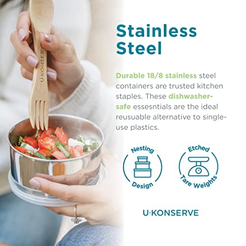 U Konserve 3 oz Round Stainless Mini Snack Containers Set of 3