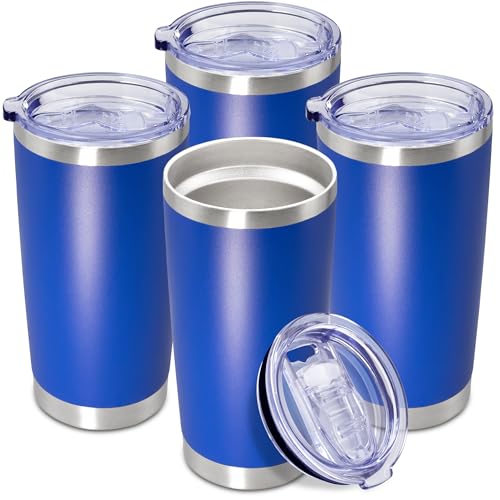 20oz Tumbler Insulated Coffee Tumblers with Lid Stainless Steel DarkBlue 4P (4 Count)