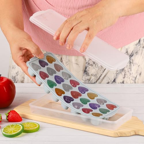 Heart Shaped Ice Cube Trays with Lid and Bins
