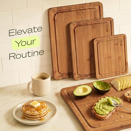 Wooden Cutting Boards for Kitchen Meal Prep & Serving (4 Count)