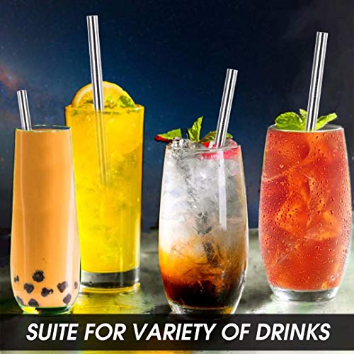 6 Pack 0.4" Wide Bore Reusable Stainless Steel Metal Smoothie Straws (6 Count)