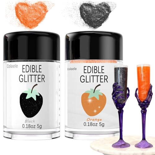Orange Edible Glitter Black Glimmer Powder for Halloween Cakes Drinks