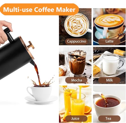 Black French Press Stainless Steel 34oz (34 Ounce)