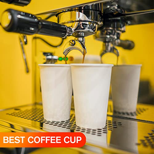 White Disposable Paper Coffee Cups with Lids (50 Count)