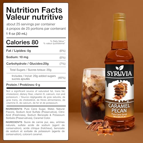 Coffee Syrup Caramel Pecan Flavored Syrup for Drinks (25.4 Fl Oz)
