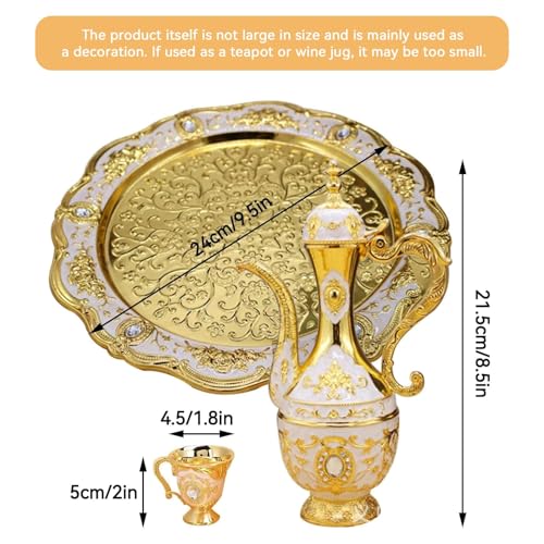 Gold Tea Set Vintage Coffee Pot Set with 6 Cups and Tray