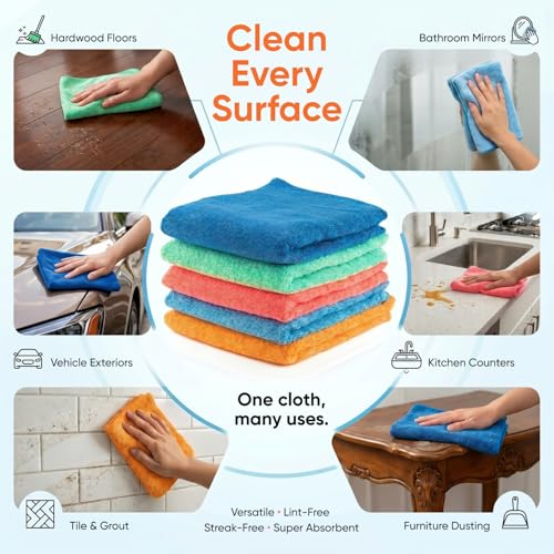 Microfiber Squeegee Mopping Towel Extra Large Miracle Cloth Streak Free Floor Cloth 20x30 House (10 Count)