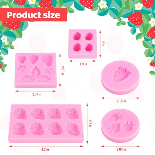 5 Packs Strawberry Mold Strawberry Chocolate Mold Fruit Silicone Molds Fondant Molds for Cake Decorations