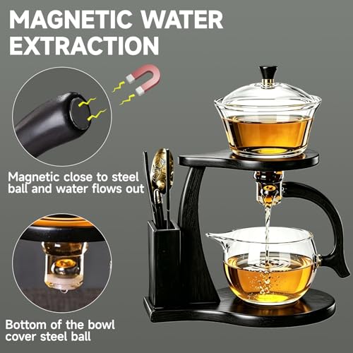 Lazy Gong Fu Tea Set Semi Automatic Magnetic Glass Teapot