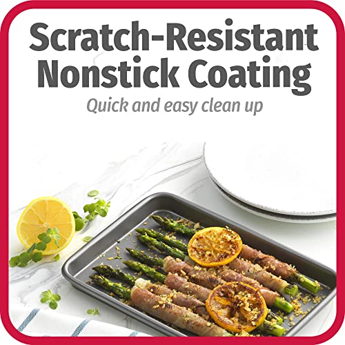 Set of 2 Nonstick Steel 9" x 6" Toaster Oven Mini Baking Sheets with Racks