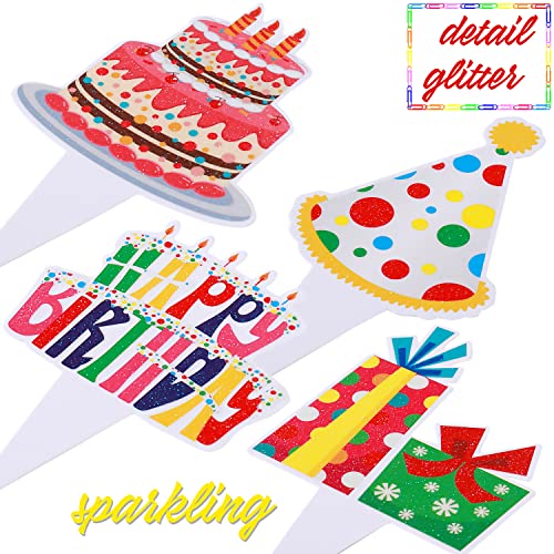 48pcs Happy Birthday Cupcake Toppers Colorful Birthday Cupcake Picks Decorations for Boy Girl Birthday Party Supplies (48 Count)