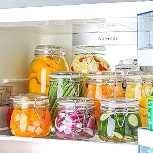 Round Small Glass Pantry Jars with Airtight Lids 17 oz 6 Pack (6 Count)