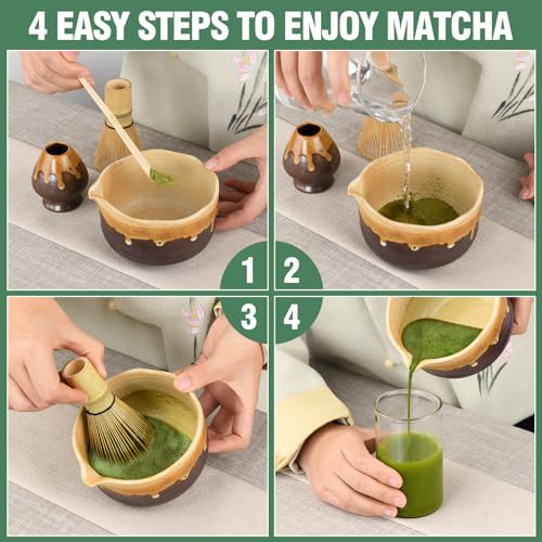 Pottery Matcha Set Japanese Handcrafted Tea Bowl