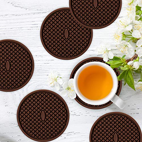 Silicone Coasters [6 Pack] Thickened Drink Coasters with Holder (6 Count)
