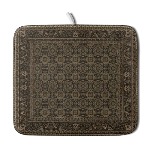 Brown Antique Tabriz Rug Dish Drying Mat for Kitchen Counter