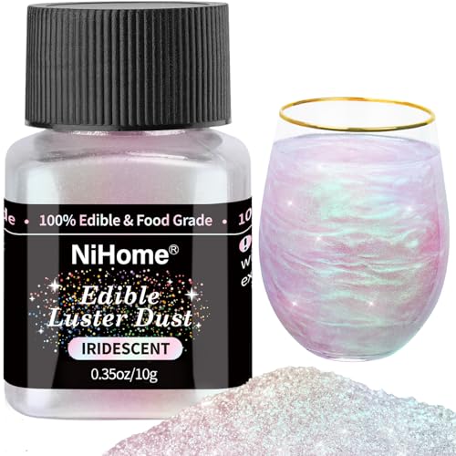 Edible Food Grade Glitter Powder Glimmer Luster Dust Metallic Fancy Food Decorating Sprinkle Glimmery Dust for Drink Wine Beverage Cake Bakery Vegan Allergen