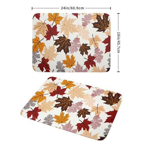 Maple Leaf Dish Drying Mat Large 18x24 inches Fall Autumn Colorful Leaves Dish Drainer Mats Thanksgiving Decorative Fast Drying Reversible Absorbent Dish Drying Pad for Kitchen Countertop