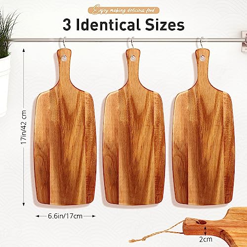 3 Pcs Acacia Wood Cutting Board with Handle (3 Count)