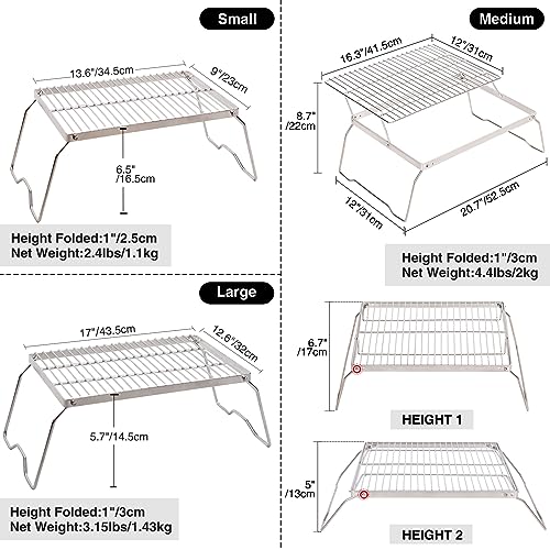Folding Campfire Grill 304 Stainless Steel Grate
