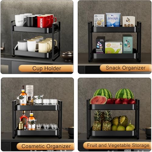 2 Tier Cup Drying Rack & Coffee Bar Accessories with Drying Tray