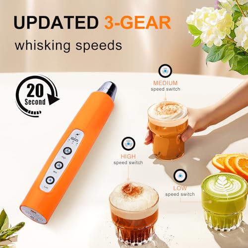 Fluorescence Orange Handheld Milk Frother Wand for Coffee