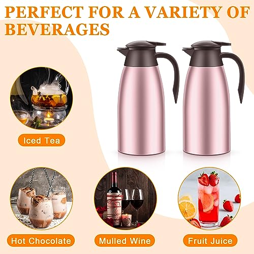 2 Pcs Thermal Coffee Carafe Insulated Stainless Steel Coffee Carafe for Hot Liquid Vacuum Thermal Pot Creamer Pitcher Dispenser with Brushes Keeping Hot Water Milk (2 Count)
