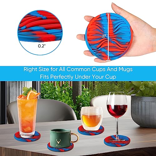 6 Pcs Rubber Drink Coasters Holder Silicone Cup Mat Outdoor Plastic Coaster