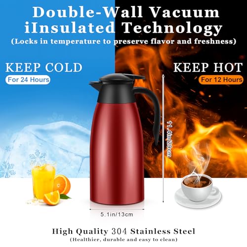 2 Pcs Thermal Coffee Carafe Insulated Stainless Steel Coffee Carafe for Hot Liquid Vacuum Thermal Pot Creamer Pitcher Dispenser with Brushes Keeping Hot Water Milk (2 Count)