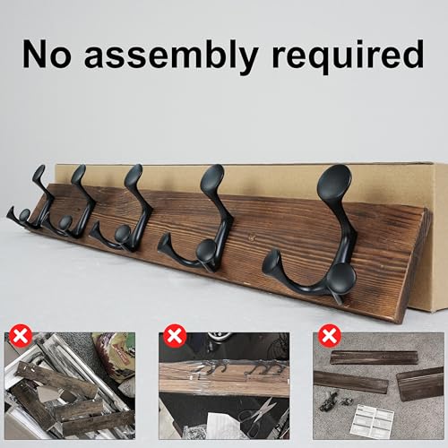 30 Inch Wood Coat Rack Wall Mount with 5 Triple Hooks (2 Count)