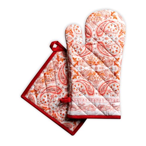 100% Cotton Oven Mitt & Pot Holder Set