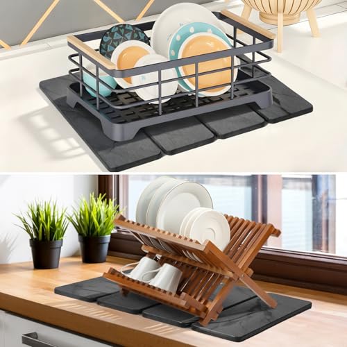 Small Stone Dish Drying Mat for Kitchen Counter (2 Count)