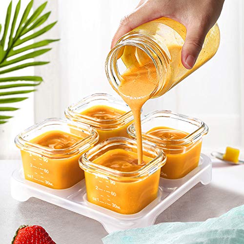 4 Pack Glass Baby Food Containers with Airtight Lids and Stackable Tray (4 Count)