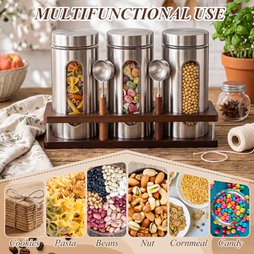 Stainless Steel Coffee Grounds Canisters Container with Shelf (3 Count)