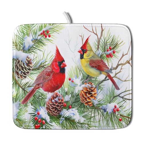Red Birds Dish Drying Mat