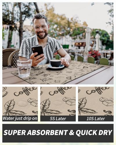 Coffee Mat Hide Stain Rubber Backed Absorbent Dish Drying Mat for Kitchen Counter
